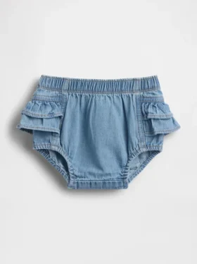 Pantaloncitos de denim con volantes para bebé