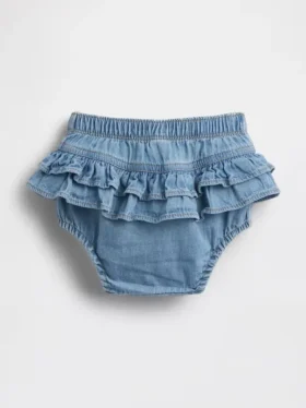 Pantaloncitos de denim con volantes para bebé
