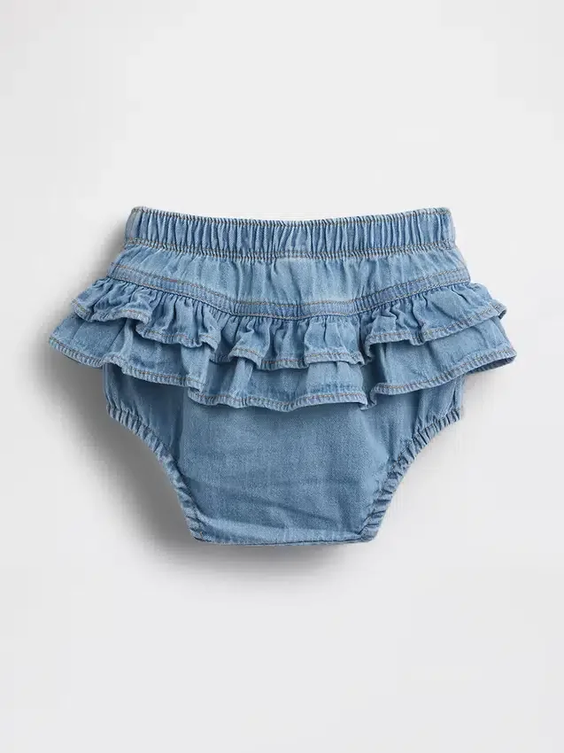 Pantaloncitos de denim con volantes para bebé