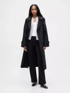 Pantalones acampanados de doble tejido de talle bajo