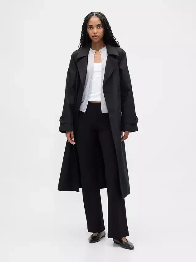 Pantalones acampanados de doble tejido de talle bajo