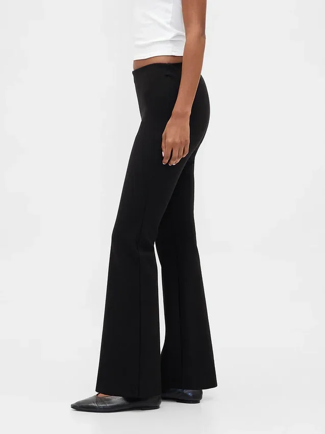 Pantalones acampanados de doble tejido de talle bajo