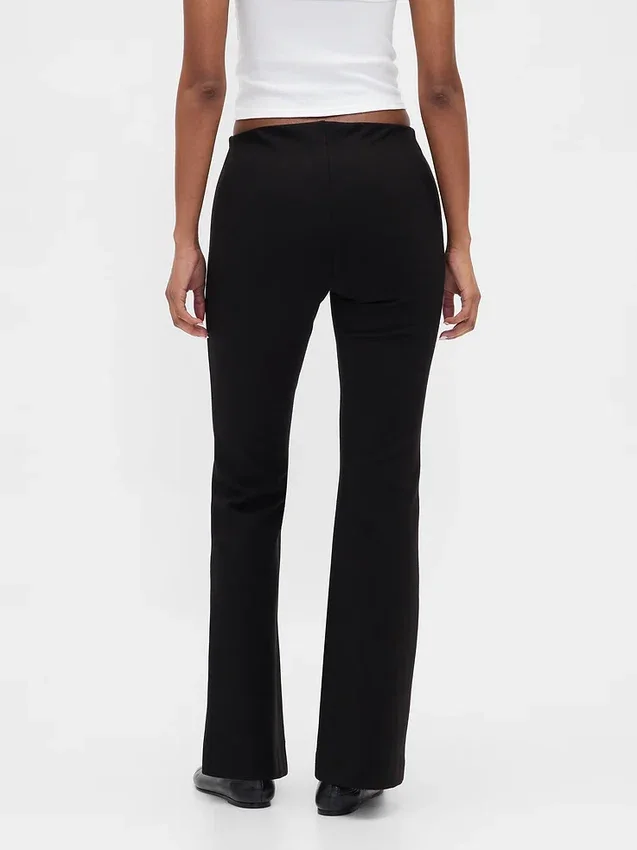 Pantalones acampanados de doble tejido de talle bajo
