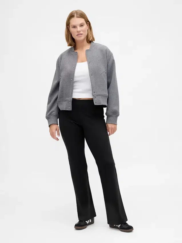 Pantalones acampanados de doble tejido de talle bajo
