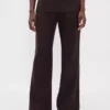 Pantalones acampanados de mezcla de lino de talle bajo