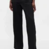 Pantalones acampanados de mezcla de lino de talle bajo