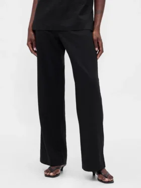 Pantalones acampanados de mezcla de lino de talle bajo
