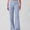 Pantalones acampanados de mezcla de lino de talle bajo