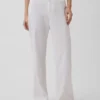 Pantalones acampanados de mezcla de lino de talle bajo
