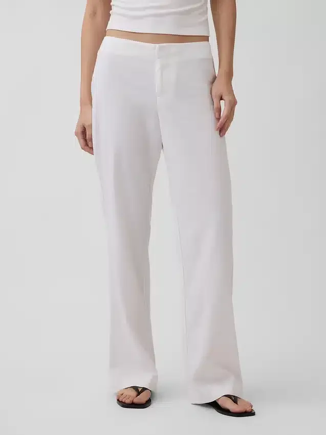 Pantalones acampanados de mezcla de lino de talle bajo
