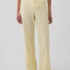 Pantalones acampanados de mezcla de lino de talle bajo