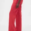 Pantalones acampanados de mezcla de lino de talle bajo