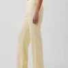 Pantalones acampanados de mezcla de lino de talle bajo