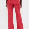 Pantalones acampanados de mezcla de lino de talle bajo