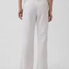 Pantalones acampanados de mezcla de lino de talle bajo