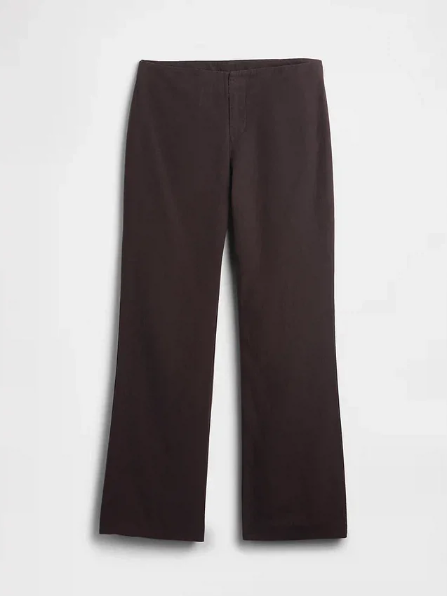 Pantalones acampanados de mezcla de lino de talle bajo
