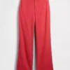 Pantalones acampanados de mezcla de lino de talle bajo