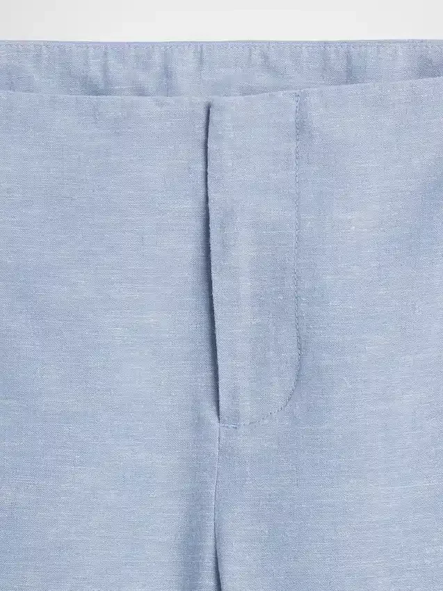 Pantalones acampanados de mezcla de lino de talle bajo