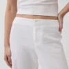 Pantalones acampanados de mezcla de lino de talle bajo