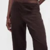 Pantalones acampanados de mezcla de lino de talle bajo
