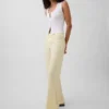 Pantalones acampanados de mezcla de lino de talle bajo