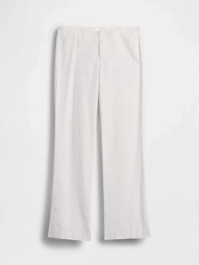 Pantalones acampanados de mezcla de lino de talle bajo