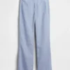 Pantalones acampanados de mezcla de lino de talle bajo