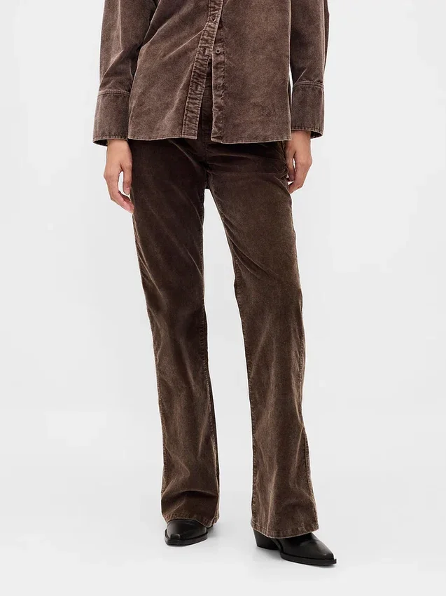 Pantalones acampanados de pana de talle medio
