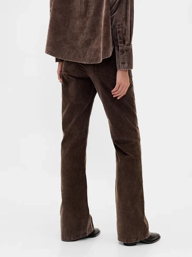 Pantalones acampanados de pana de talle medio