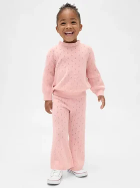 Pantalones acampanados de punto Pointelle CashSoft para bebés y niños pequeños