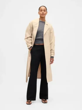 Pantalones acampanados de sarga de talle bajo