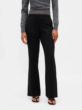Pantalones acampanados de sarga de talle bajo