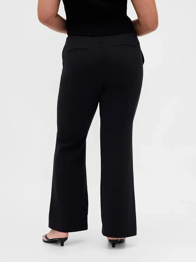 Pantalones acampanados de sarga de talle bajo