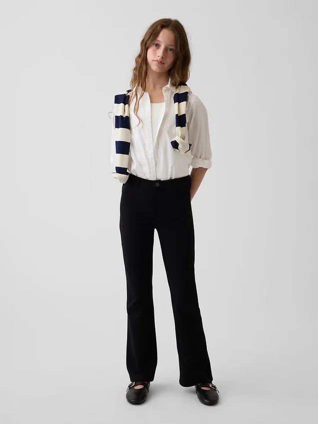 Pantalones acampanados de uniforme para niños de tejido Ponte