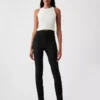 Pantalones ajustados de doble tejido de talle alto