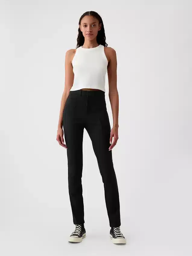Pantalones ajustados de doble tejido de talle alto