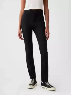 Pantalones ajustados de doble tejido de talle alto