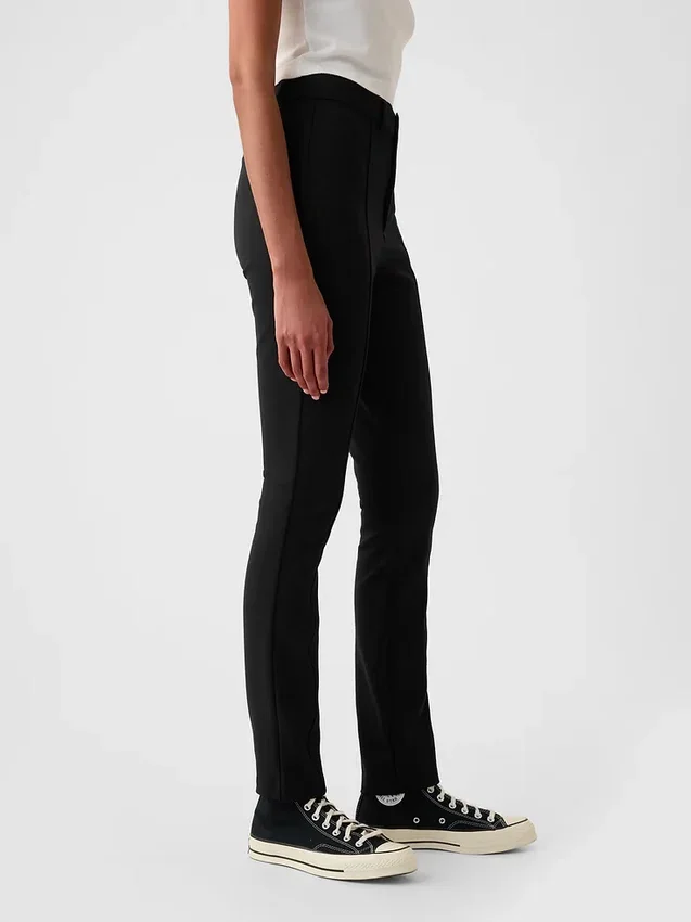 Pantalones ajustados de doble tejido de talle alto