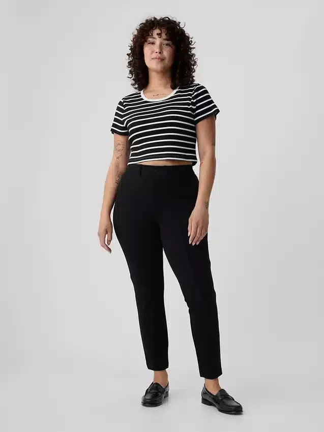 Pantalones ajustados de doble tejido de talle alto