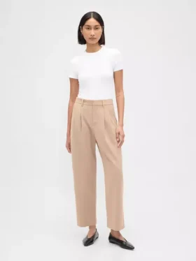 Pantalones ajustados hasta el tobillo de sarga cepillada de talle alto 365