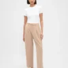 Pantalones ajustados hasta el tobillo de sarga cepillada de talle alto 365