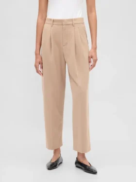 Pantalones ajustados hasta el tobillo de sarga cepillada de talle alto 365