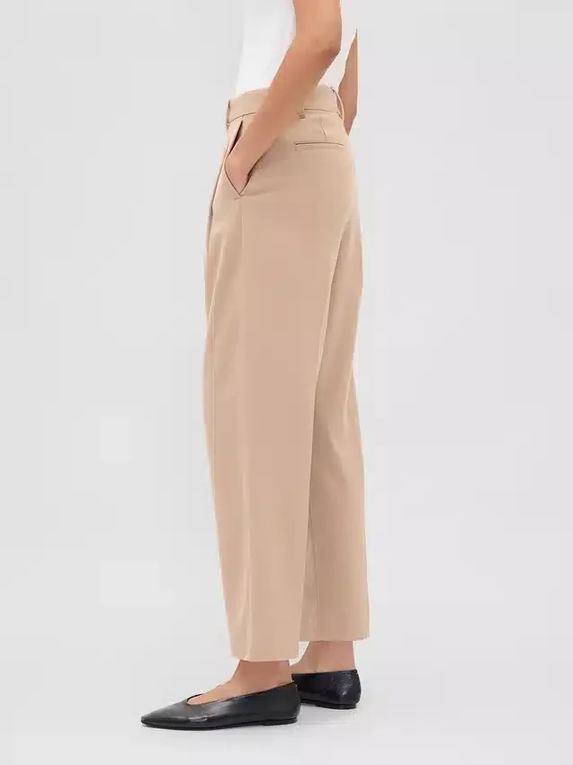 Pantalones ajustados hasta el tobillo de sarga cepillada de talle alto 365