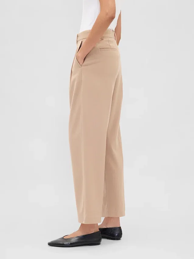 Pantalones ajustados hasta el tobillo de sarga cepillada de talle alto 365