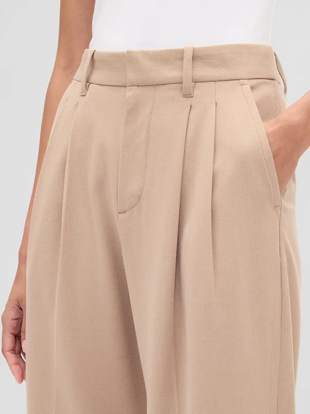 Pantalones ajustados hasta el tobillo de sarga cepillada de talle alto 365