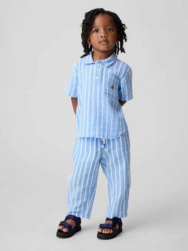 Pantalones anchos de gasa de algodón para bebés y niños pequeños