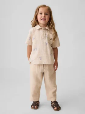 Pantalones anchos de gasa de algodón para bebés y niños pequeños