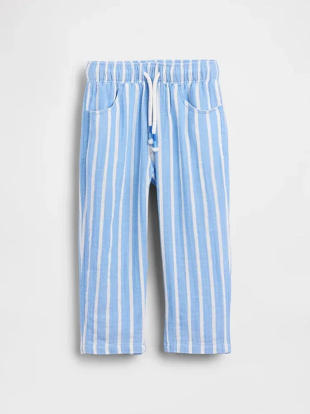Pantalones anchos de gasa de algodón para bebés y niños pequeños