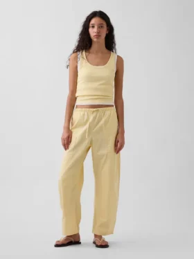 Pantalones anchos de popelín con doble refuerzo en las rodillas