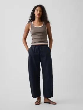 Pantalones anchos de popelín con doble refuerzo en las rodillas